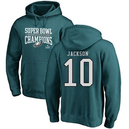 Men Philadelphia Eagles #10 DeSean Jackson Green Name and Number Logo NFL Pullover Hoodie Sweatshirts